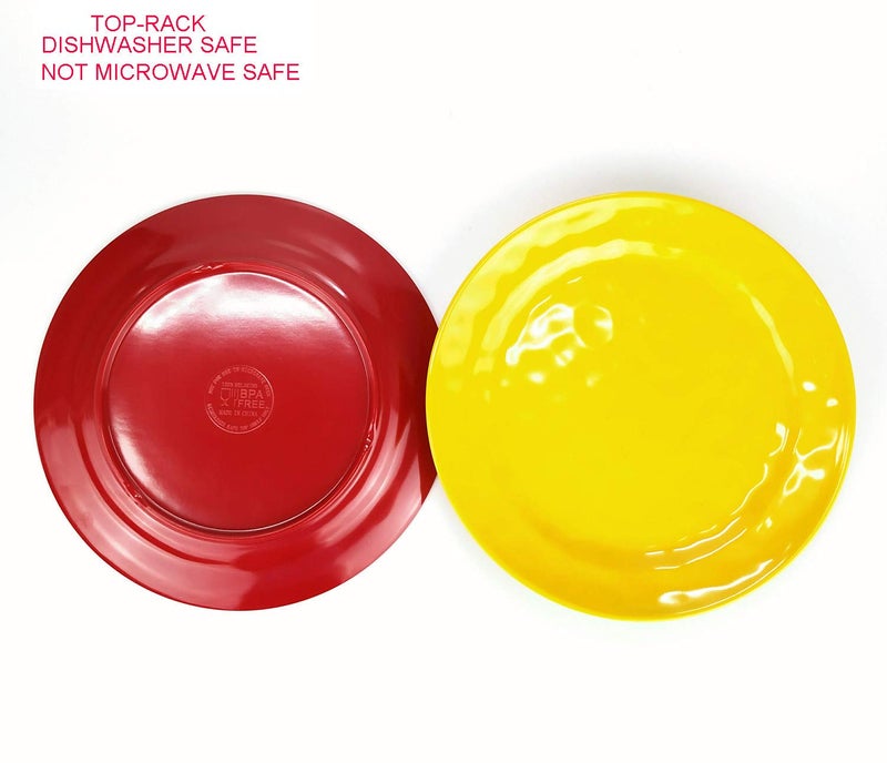 KX-WARE Melamine Plates set -10inch 6pcs 100% Melamine Dinner Plates for Everyday Use, Break-resistant and Lightweight, MultiColor - Image 4